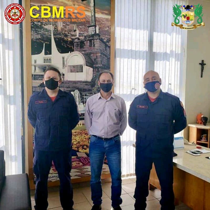 O Corpo de Bombeiros Militar do Rio Grande do Sul - CBMRS - realizou  reunião com o prefeito Evandro Kuwer - Município de São Marcos.