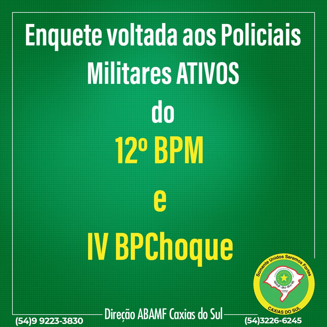 ENQUETE POLICIAIS ATIVOS - SÓCIOS E NÃO SÓCIOS