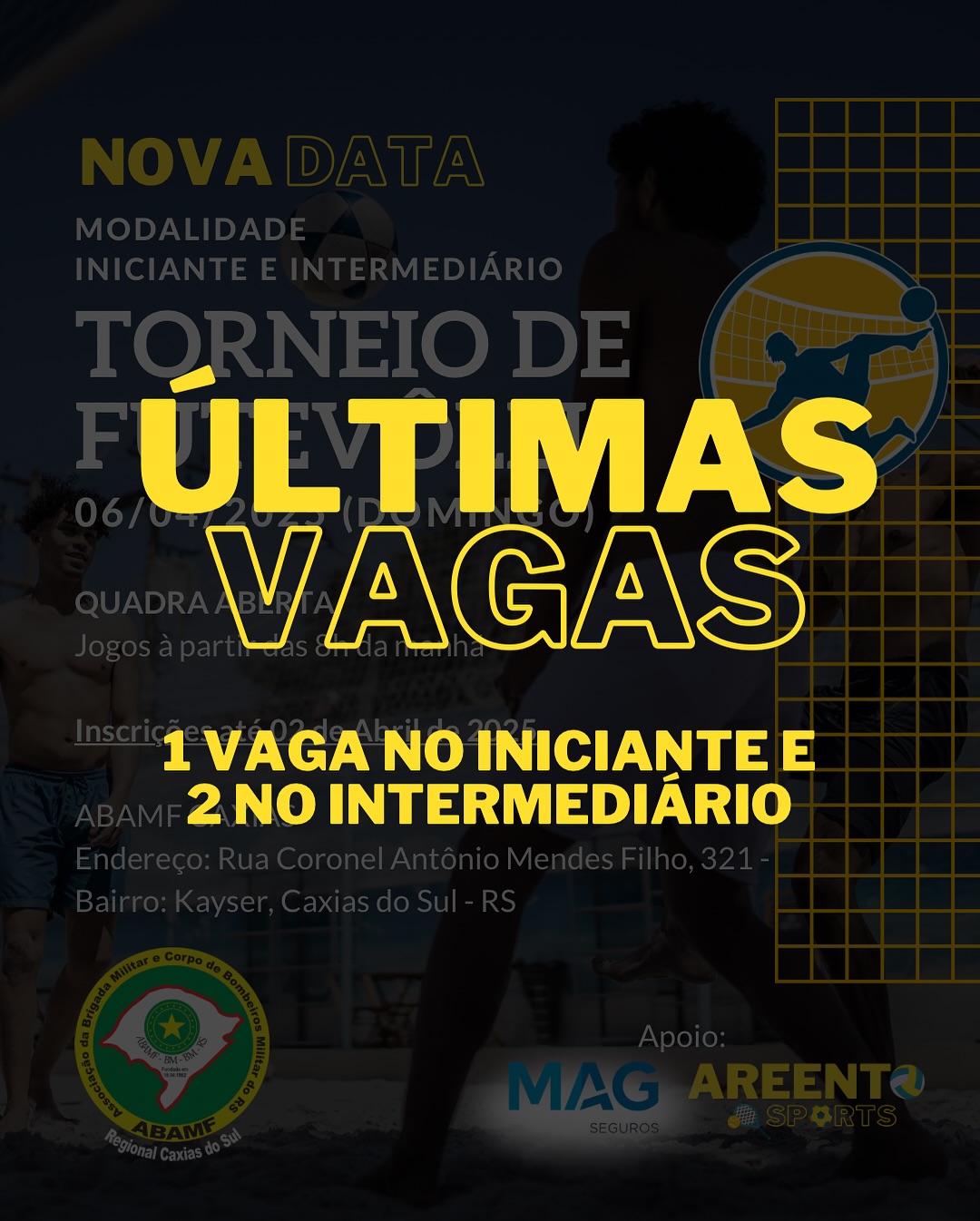 Últimas vagas para o Torneio de Futvôlei!