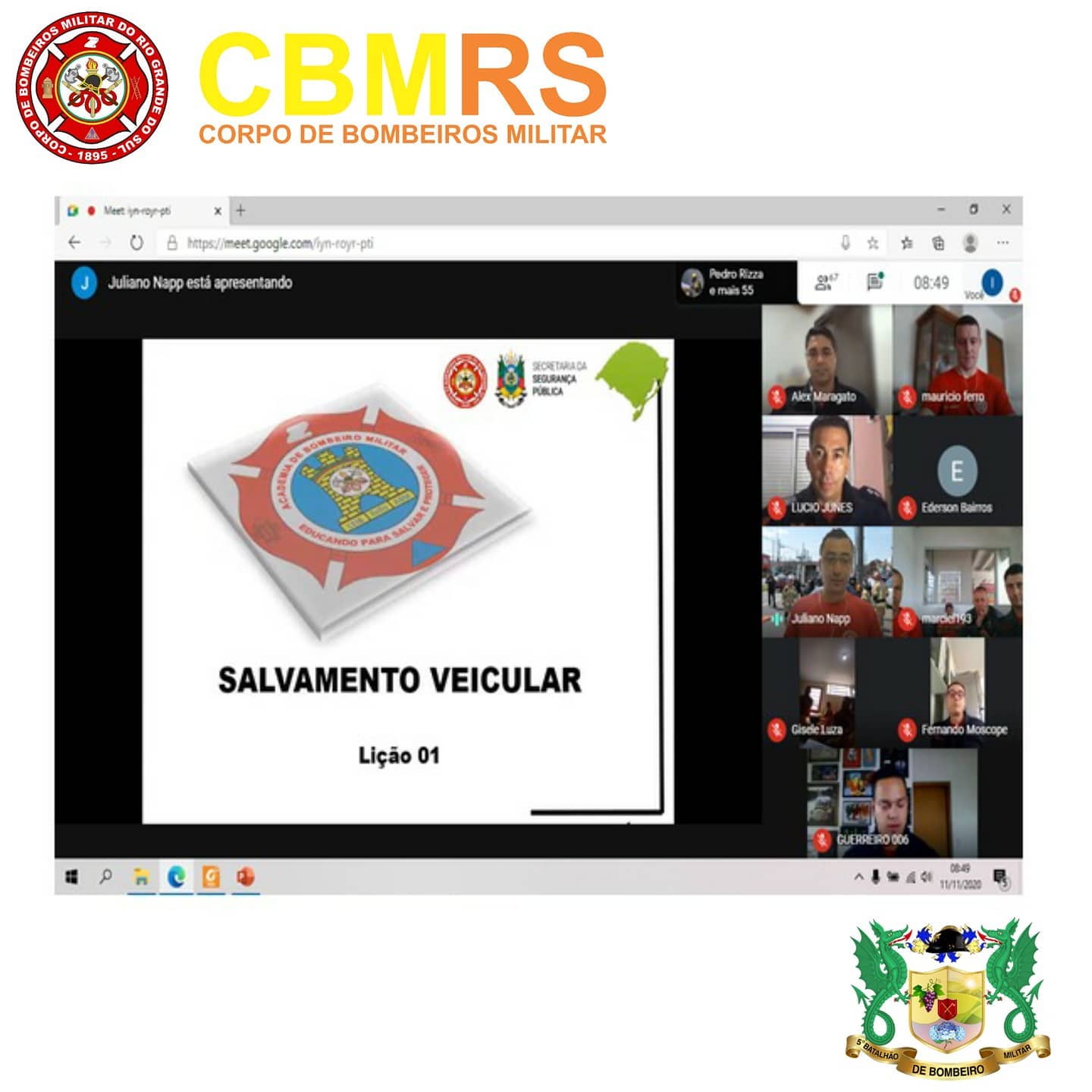 O Corpo de Bombeiros Militar do Rio Grande do Sul - CBMRS -  através do 5° Batalhão de Bombeiro Militar , e da Câmara Técnica de Salvamento Veicular, deu início na quarta-feira (11/11), ao Estágio de Atualização de Salvamento Veicular (EASV)